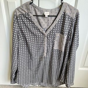 Merona Black and Gray Geometric Blouse